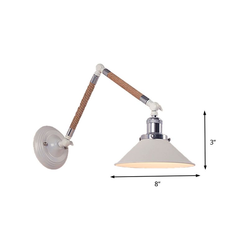 Carins Moderne Design Wandlamp Hennep Verstelbaar Wit Touw/Metaal Slaapkamer/Woonkamer