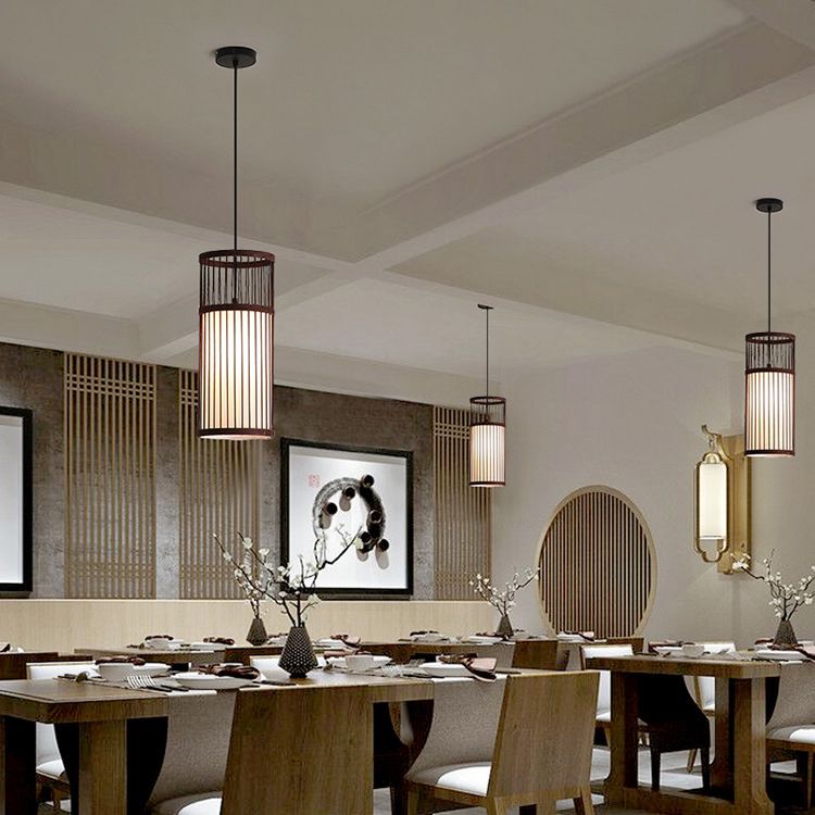 Ozawa Ronde LED Hanglamp Hout/Koffie Metaal/Bamboe Eetkamer