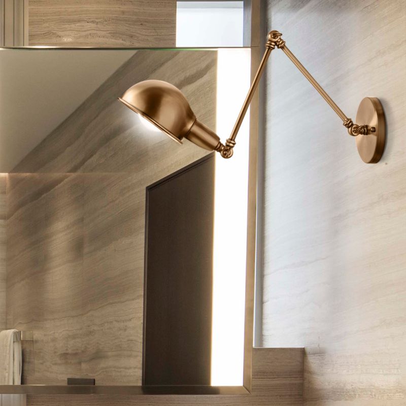 Brady Vintage Halfronde Verstelbare Wandlamp Goud/Chroom Slaapkamer/Woonkamer