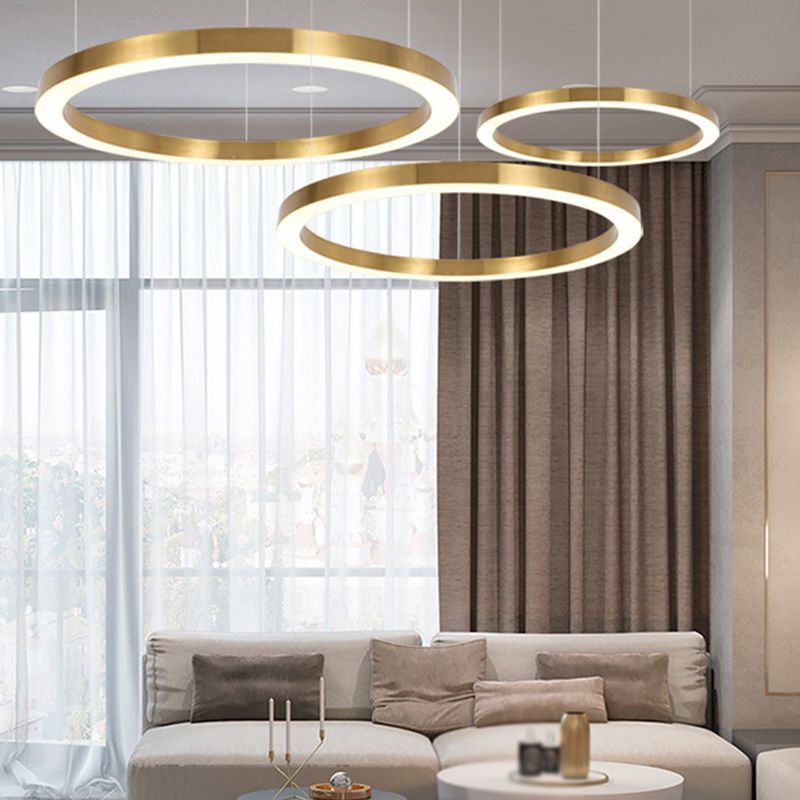 Arisha Moderne Ring Metalen Hanglamp, Woonk/Eetk/Slaapkamer, Goud