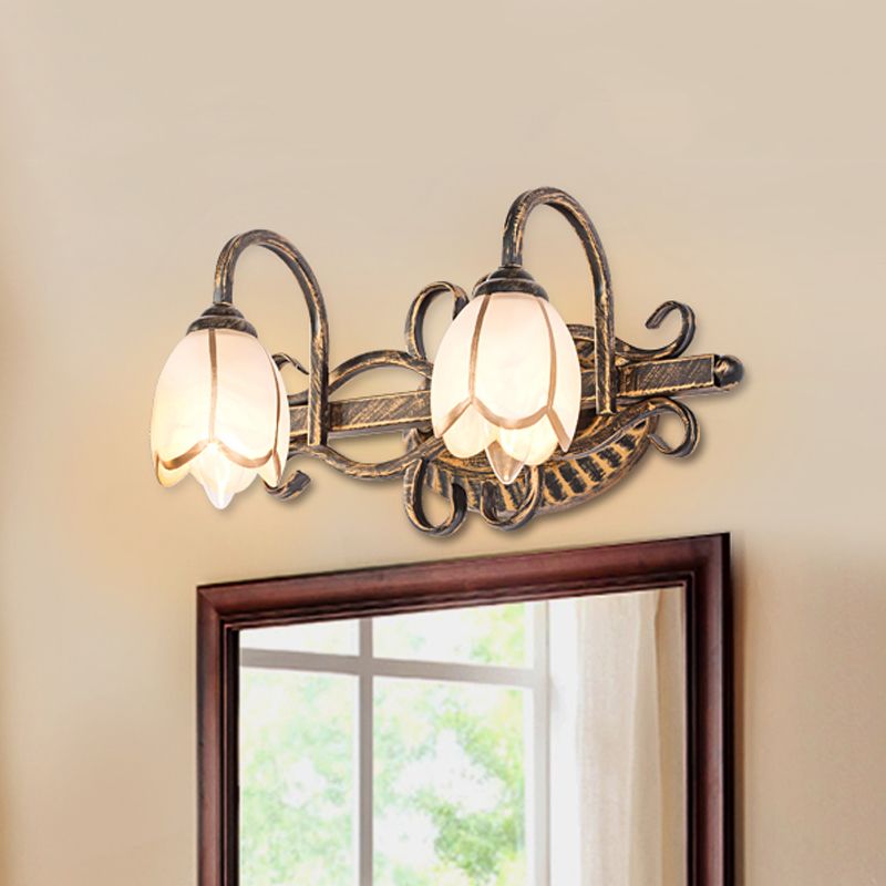 Félicie Antiek Spiegel Front Wandlamp Messing Metaal/Glas Slaapkamer/Eetkamer/Woonkamer