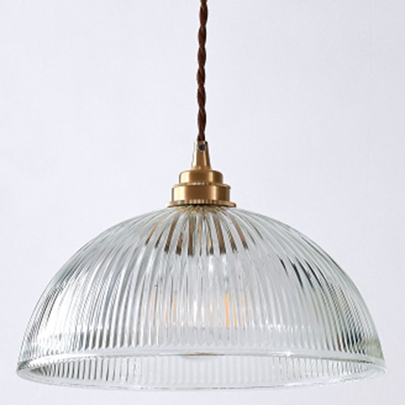Alessio Simple Bowl Metal/Glass Pendant Light, Clear, Dining Room