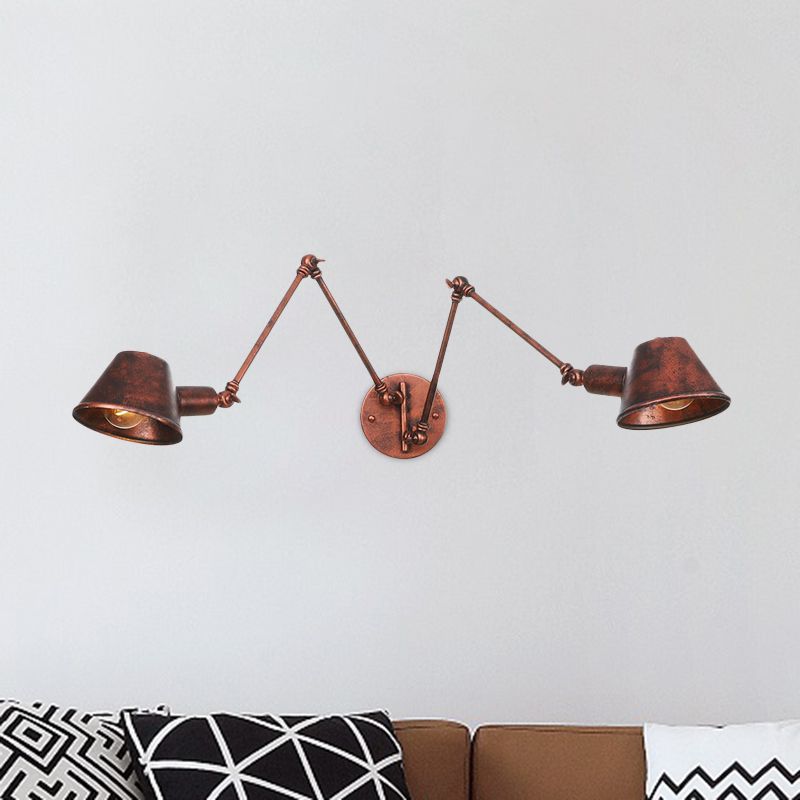 Brady Vintage Verstelbare Metalen Wandlamp Zwart/Roest Slaapkamer