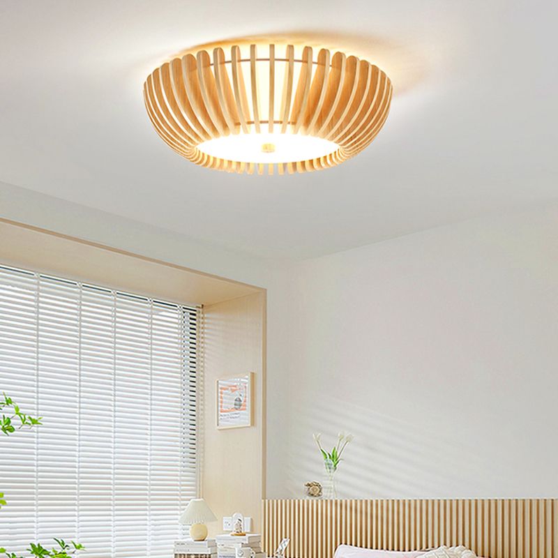 Ozawa Moderne Ronde Plafondlamp Goud Hout/Acryl Slaapkamer