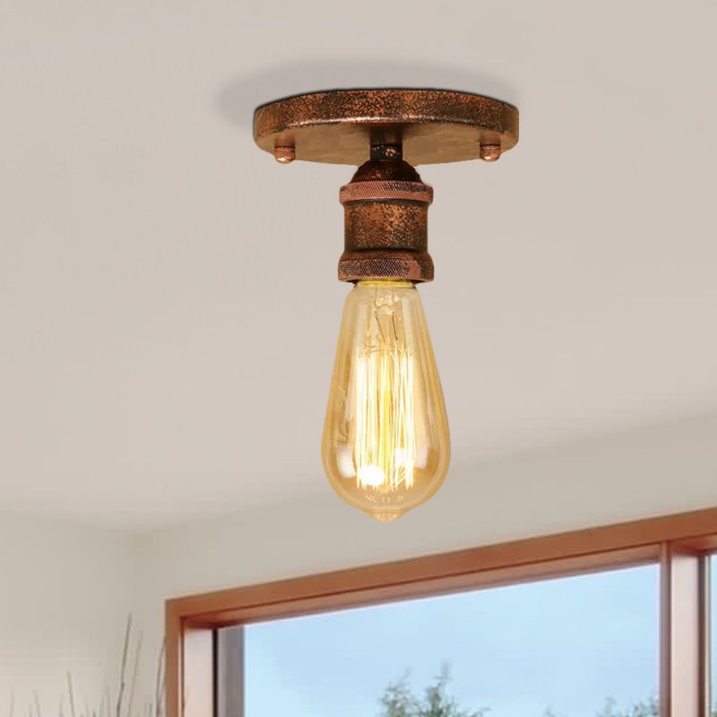 Alessio Retro Vintage Bulb Semi-Flush Mount Ceiling Light