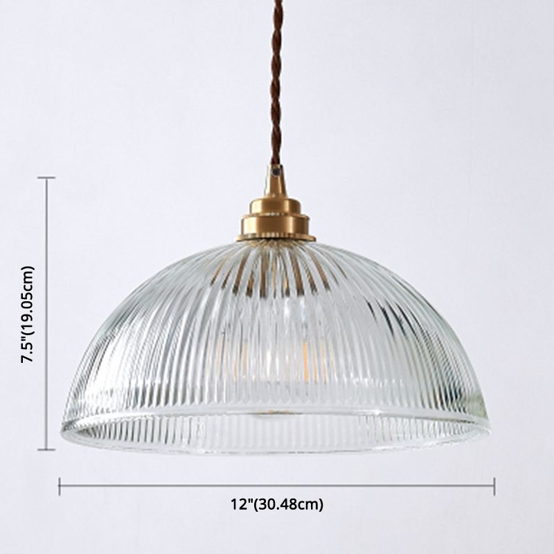 Alessio Simple Bowl Metal/Glass Pendant Light, Clear, Dining Room