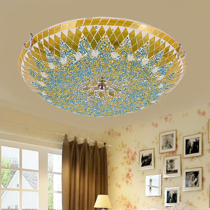 Eryn Moderne Ronde Plafondlamp Blauw Metaal/Glas Slaapkamer/Woonkamer
