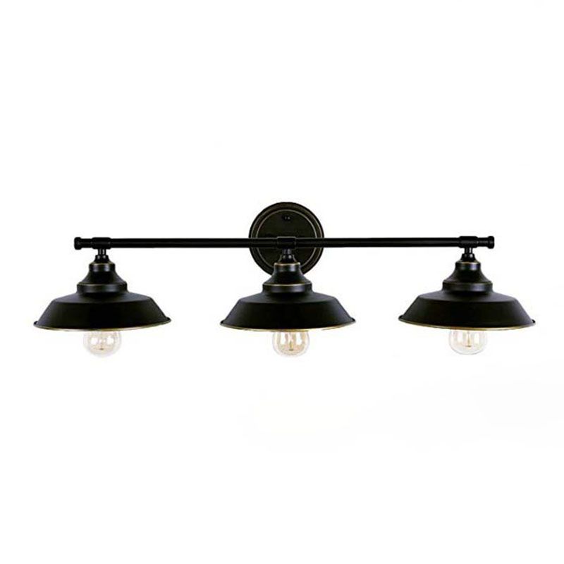 Alessio Retro Bowl-shaped Cast Metal Wall Lamp, Black