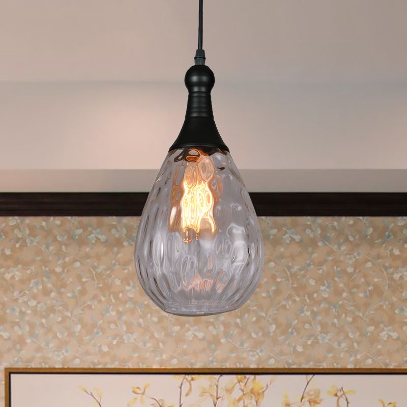 Avi Industriële Teardrop Hanglamp, Glas/Metaal, Zwart/Brass