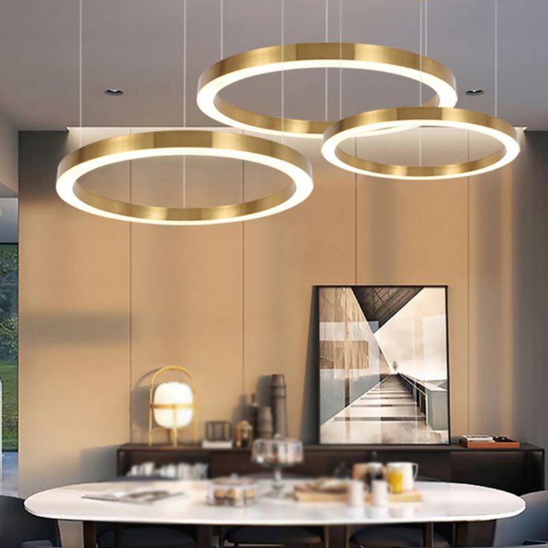 Arisha Moderne Ring Metalen Hanglamp, Woonk/Eetk/Slaapkamer, Goud