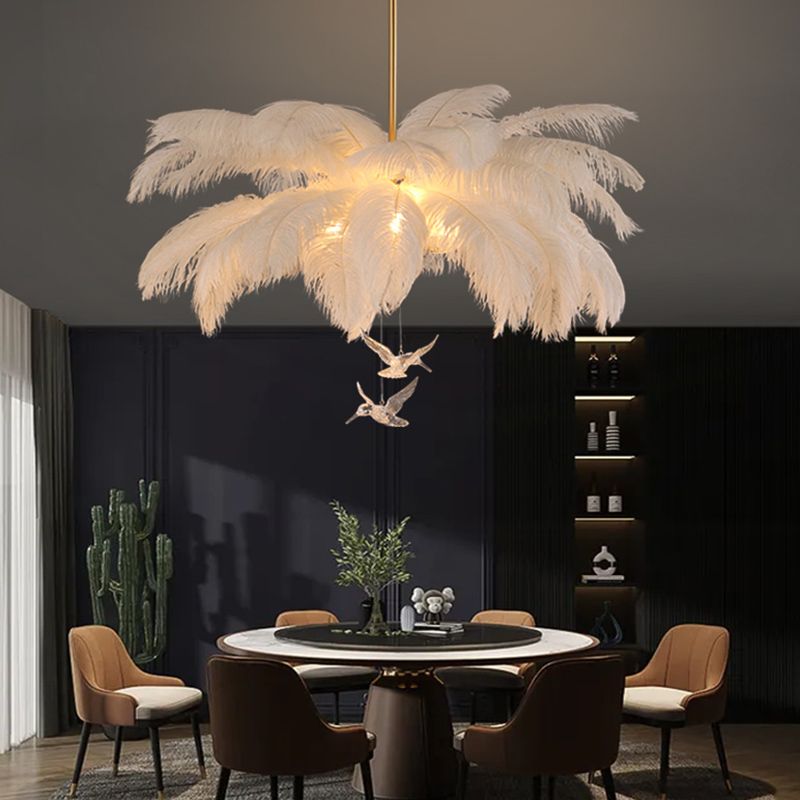 O'Moore Vintage Design LED Hanglamp Metaal Veer Wit Woonkamer