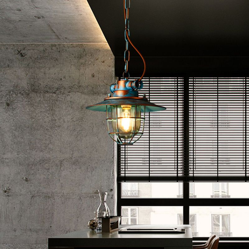 Alessio Industriële Rustieke Metalen Hanglamp Wit/Blauw Bar/Hal