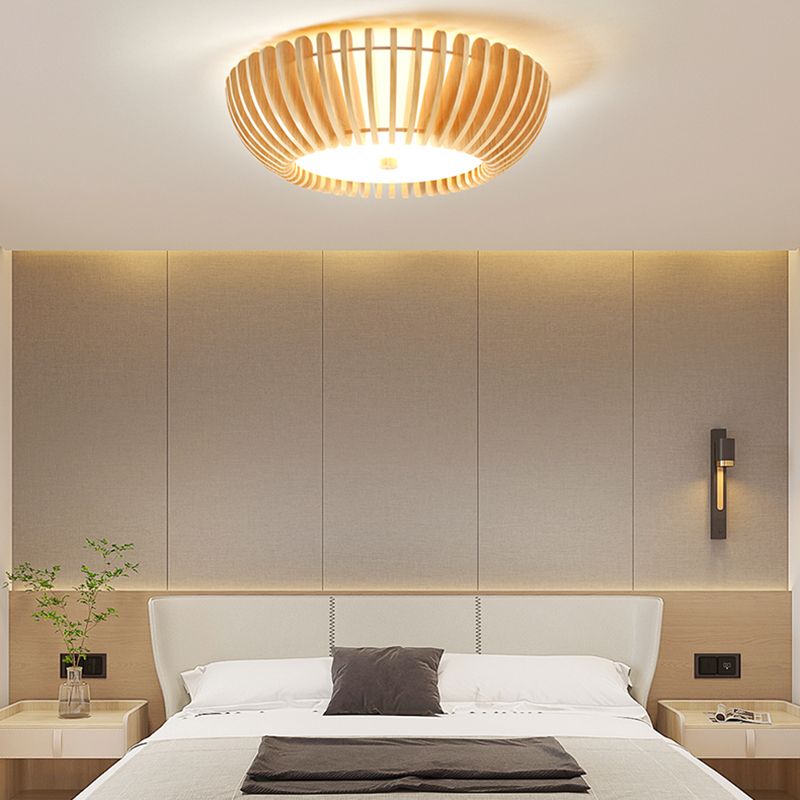 Ozawa Moderne Ronde Plafondlamp Goud Hout/Acryl Slaapkamer