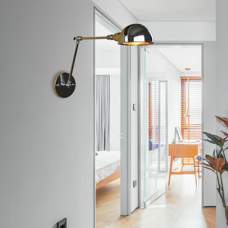 Brady Vintage Halfronde Verstelbare Wandlamp Goud/Chroom Slaapkamer/Woonkamer