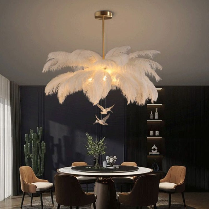 O'Moore Vintage Design LED Hanglamp Metaal Veer Wit Woonkamer