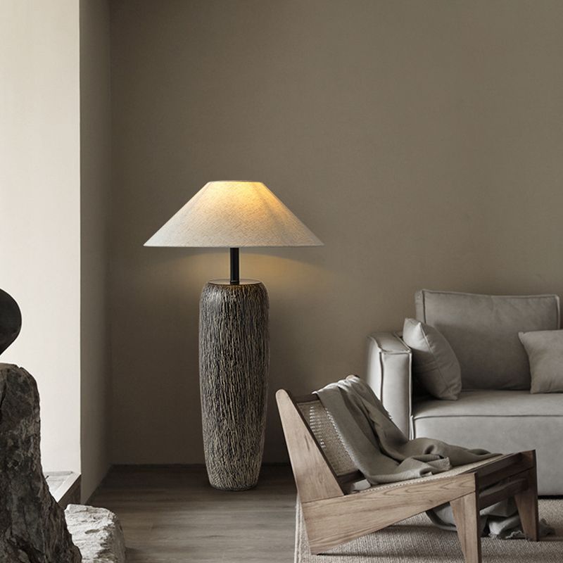 Salgado Retro Asperge LED Vloerlamp Keramisch/Stof Wit Slaap/Woon/Eetkamer