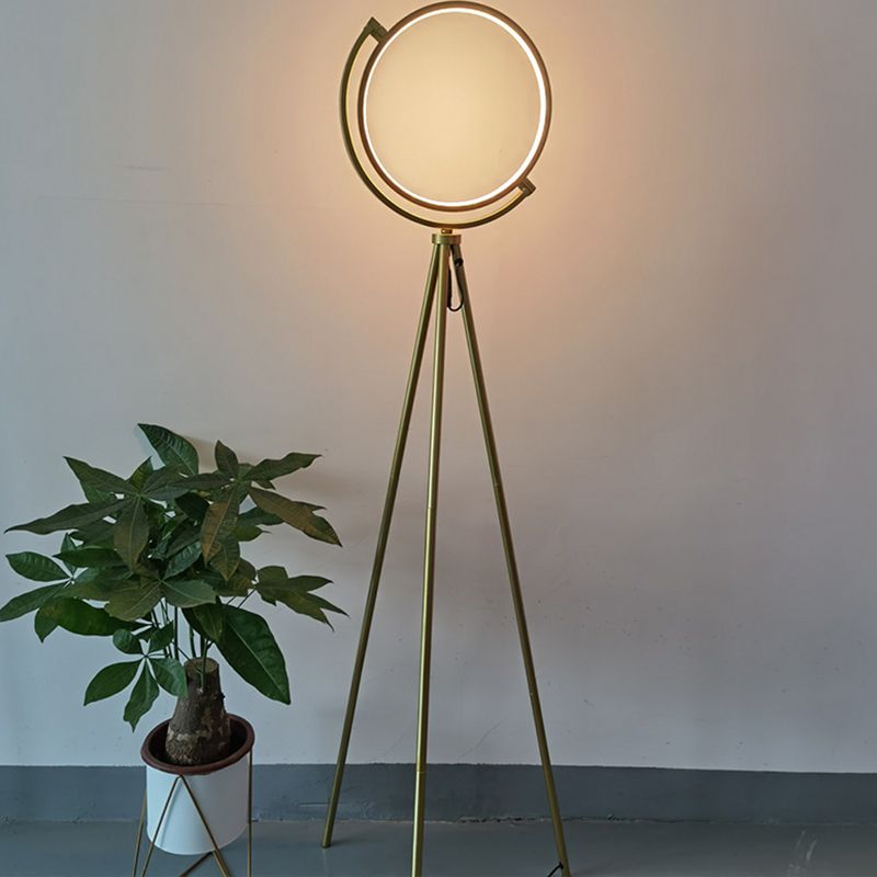 Salgado Moderne Ronde LED Vloerlamp Zwart/Goud Metaal Slaap/Woon/Eetkamer