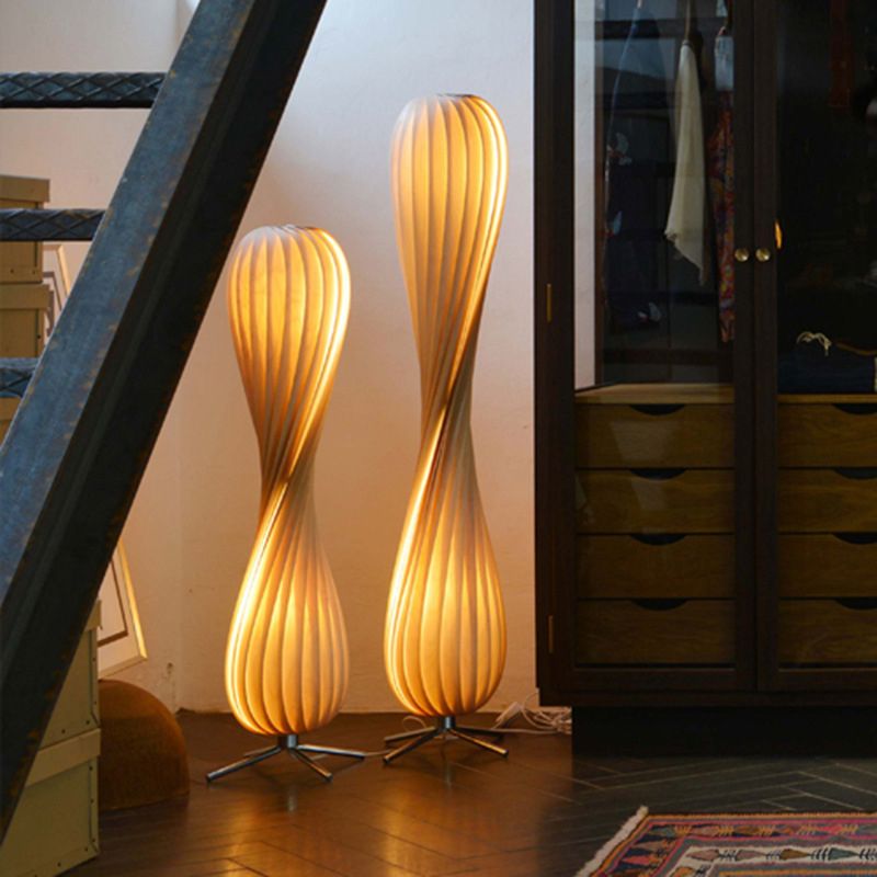 Ozawa Moderne Design LED Gedraaide Vloerlamp Hout Slaapkamer/Woonkamer