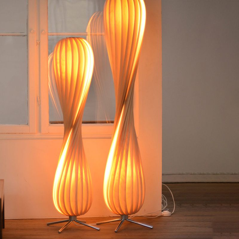 Ozawa Moderne Design LED Gedraaide Vloerlamp Hout Slaapkamer/Woonkamer
