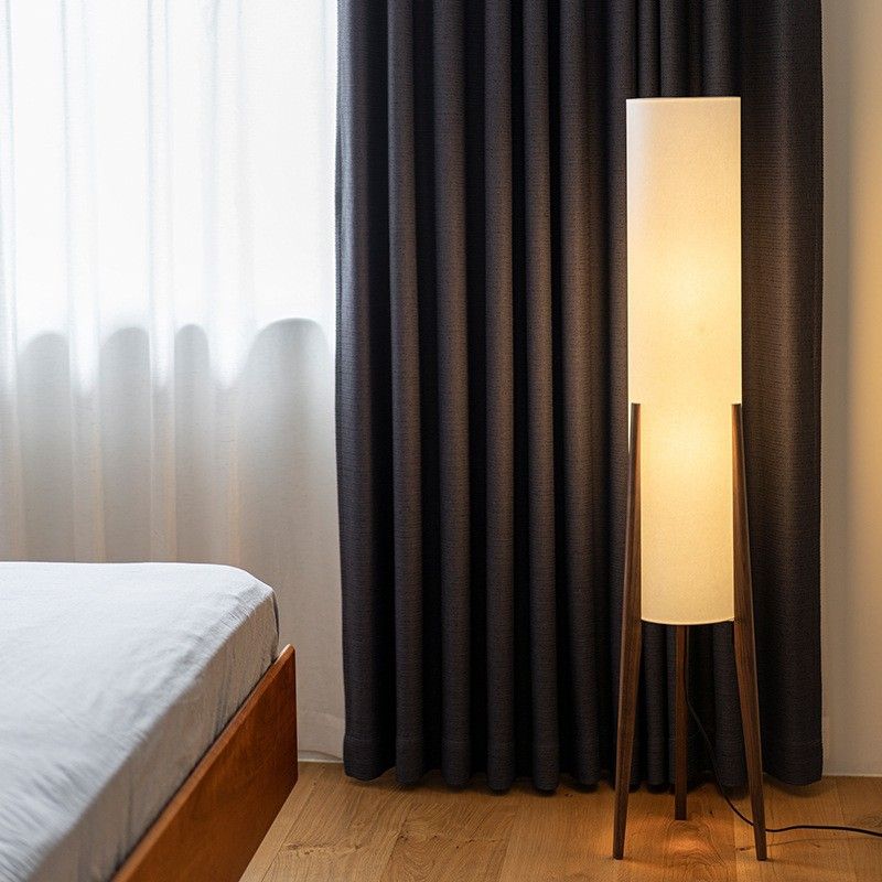 Ozawa Moderne Cilinder LED Vloerlamp Hout/Glas Bruin Slaap/Woon/Eetkamer