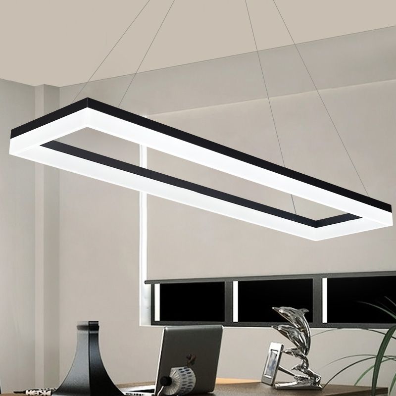 Bouvet Rechthoekig Moderne LED Hanglampen Wit Zwart Metaal Slaapkamer
