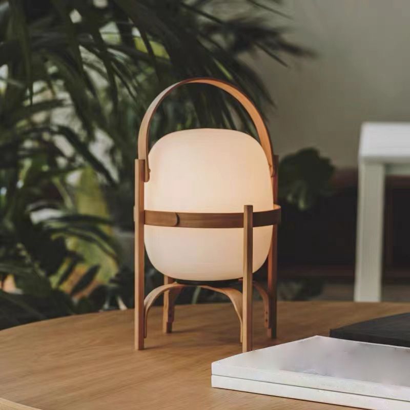 Ozawa Moderne Design LED Lantaarn Vloerlamp Houten/Glazen Slaapkamer/Woonkamer