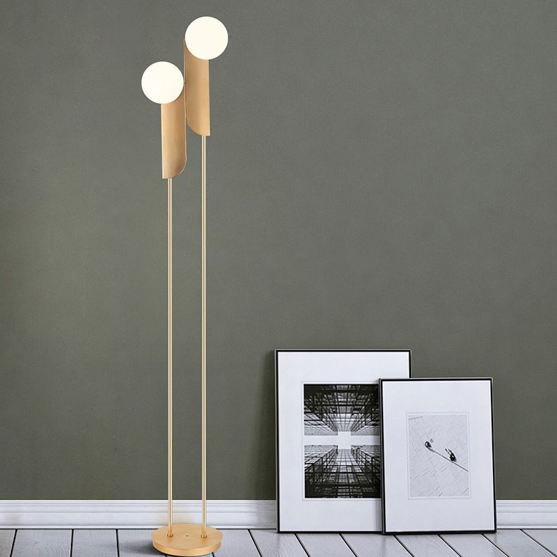 Salgado Moderne LED Vloerlamp Metaal/Glas Goud/Wit Slaap/Woon/Eetkamer