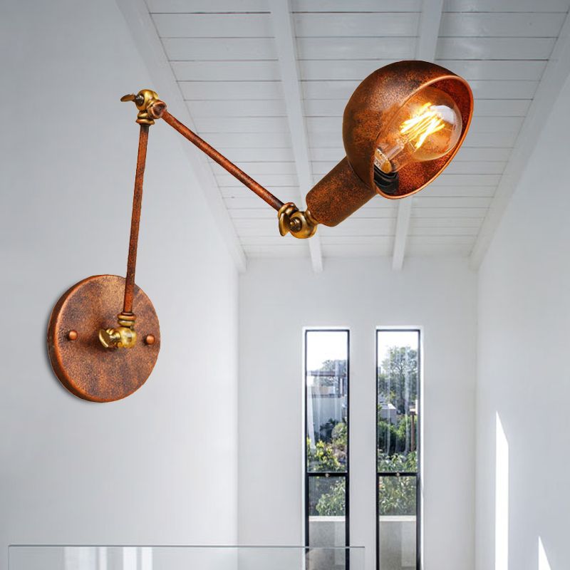 Brady Vintage Halfronde Roest Verstelbare Wandlamp Messing