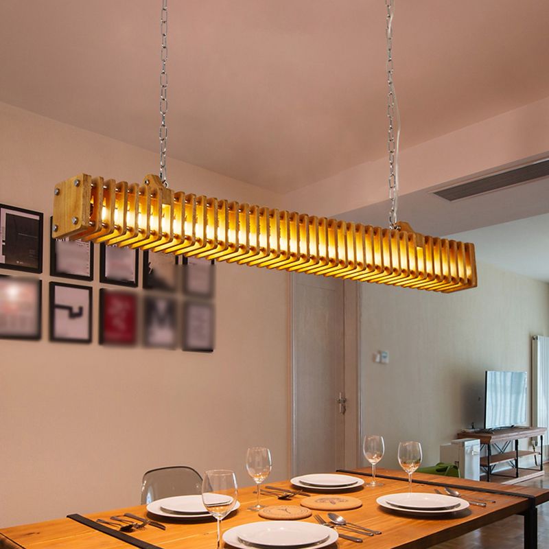 Austin Industriële Rechthoekige Metaal Hanglamp Hout, Modern, Slaapkamer/Woonkamer