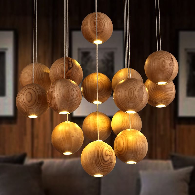 Ozawa Moderne Design Globe LED Hanglamp Hout Woonkamer Keuken