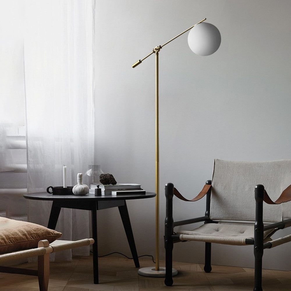Valentina Moderne Bolvormige Vloerlamp Goud Metaal/Glas Slaapkamer