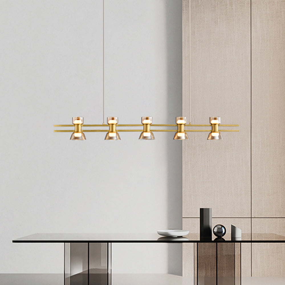 Evette Moderne Design Lineaire Hanglamp Metalen/Glas Zwart/Goud Eetkamer