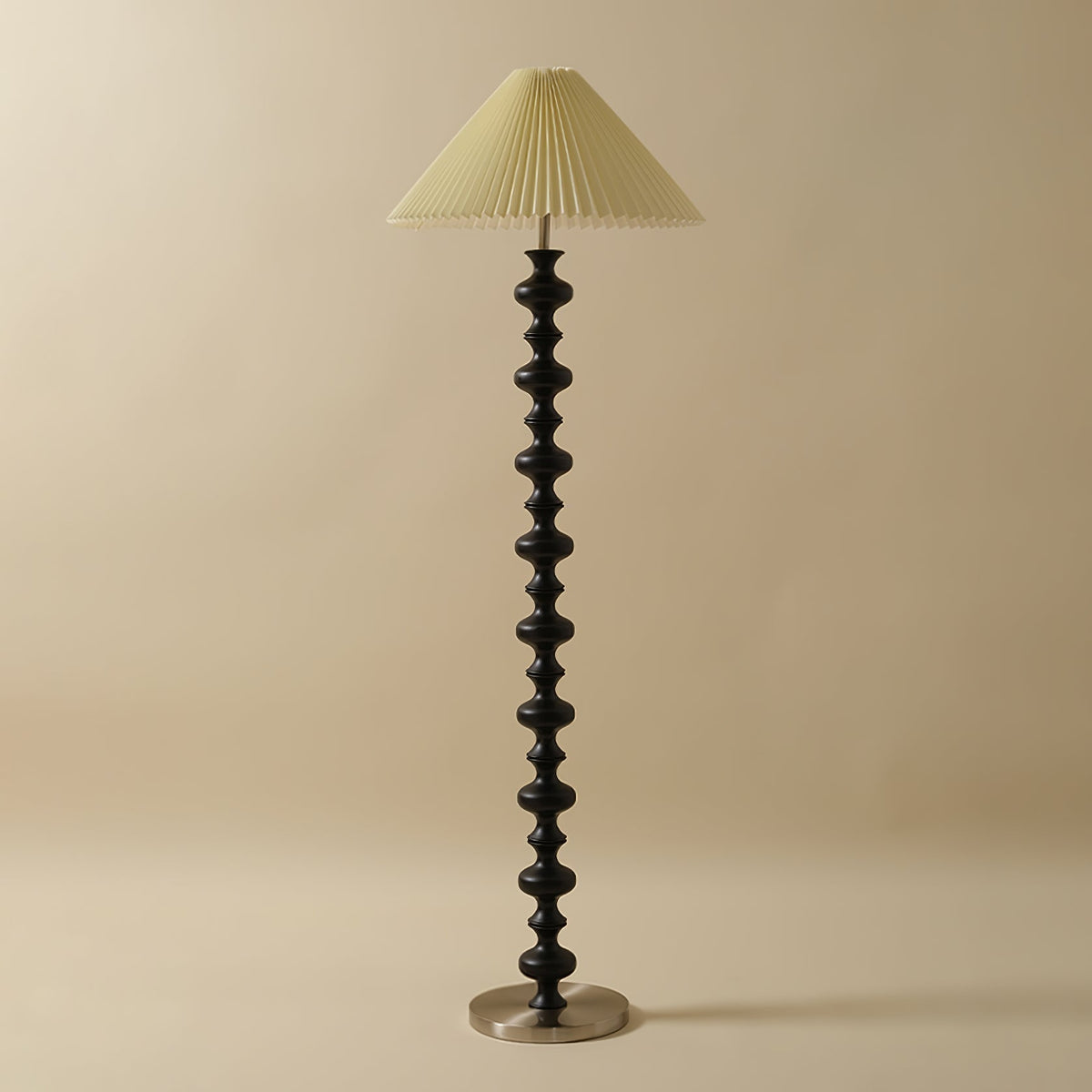 Sylirora vloerlamp van walnoothout en beige stof