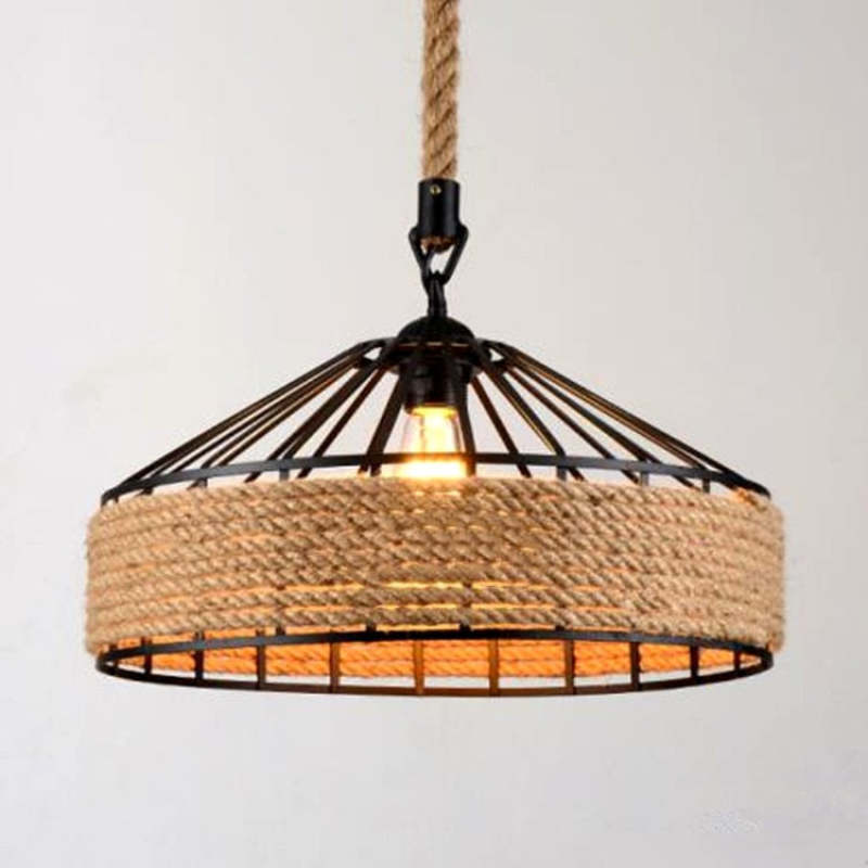 Alessio Retro LED Hanglampen Bruin Metaal Touw Eetkamer Slaapkamer