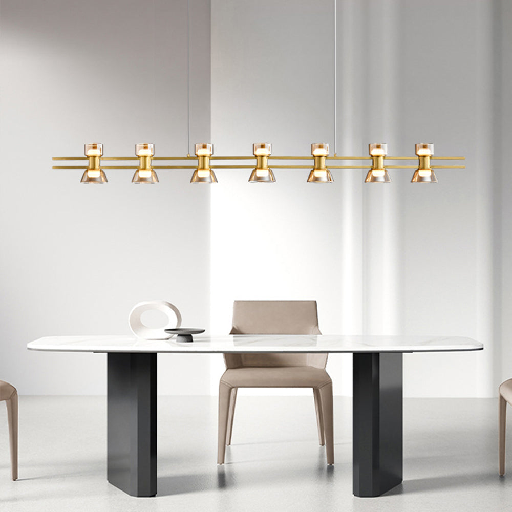 Evette Moderne Design Lineaire Hanglamp Metalen/Glas Zwart/Goud Eetkamer