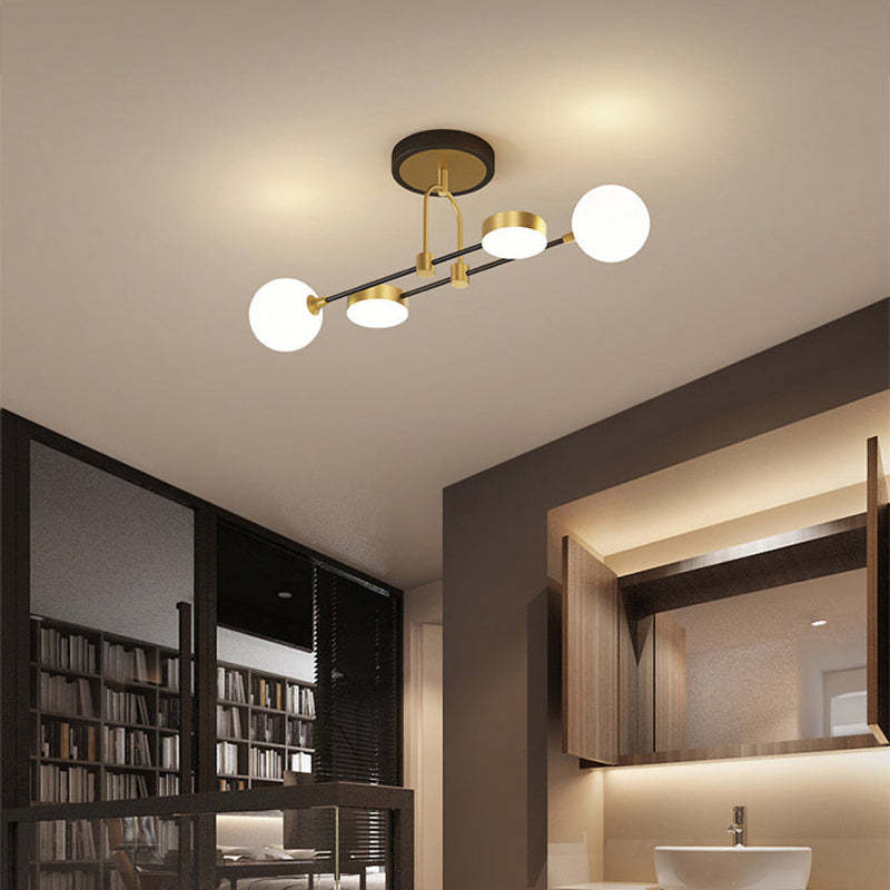 Valentina Industrial Moderne LED Plafondlamp Goud Metaal Glas Woonkamer