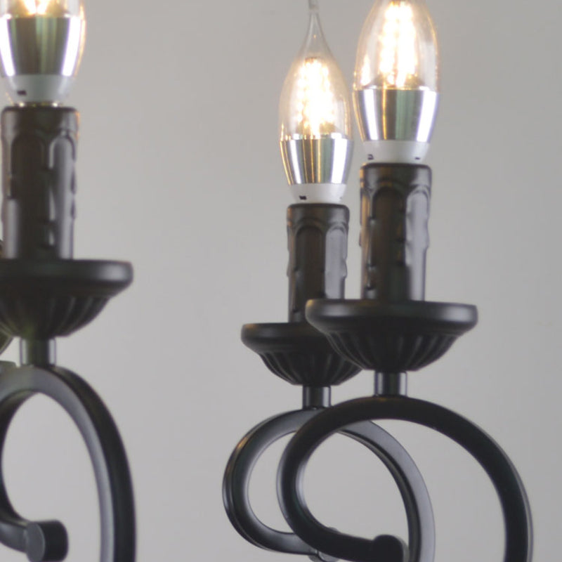 Silva Vintage Kaarsen Kroonluchter Zwart Metaal Slaapkamer/Woonkamer