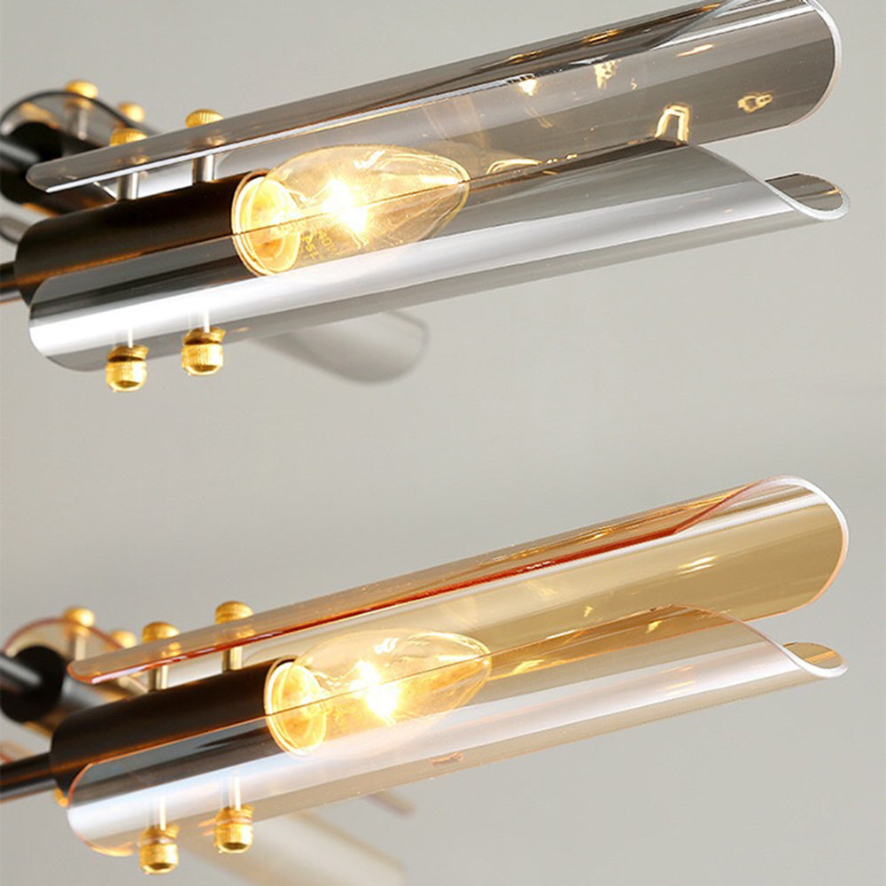 Sanna Moderne Plafondlamp Metaal/Glas Half-Inbouw Grijs/Amber Slaap/Eetkamer