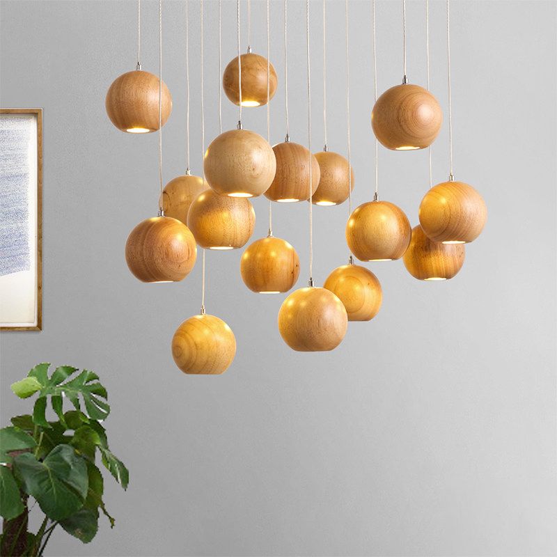 Ozawa Moderne Design Globe LED Hanglamp Hout Woonkamer Keuken