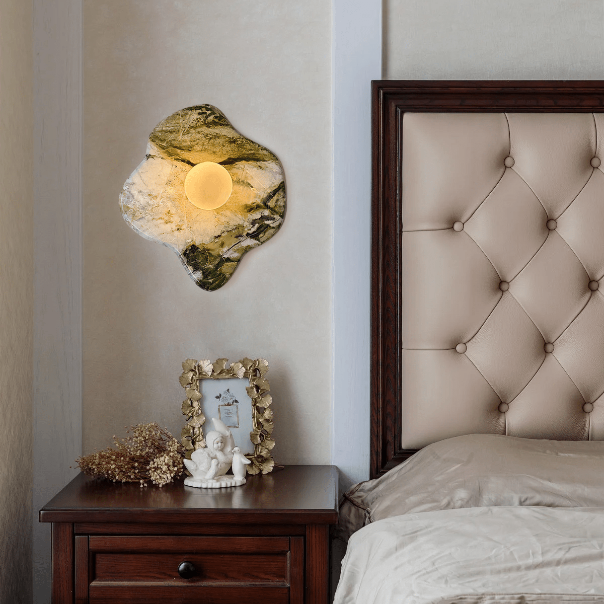 Celivaine wandlamp met groene marmeren glas