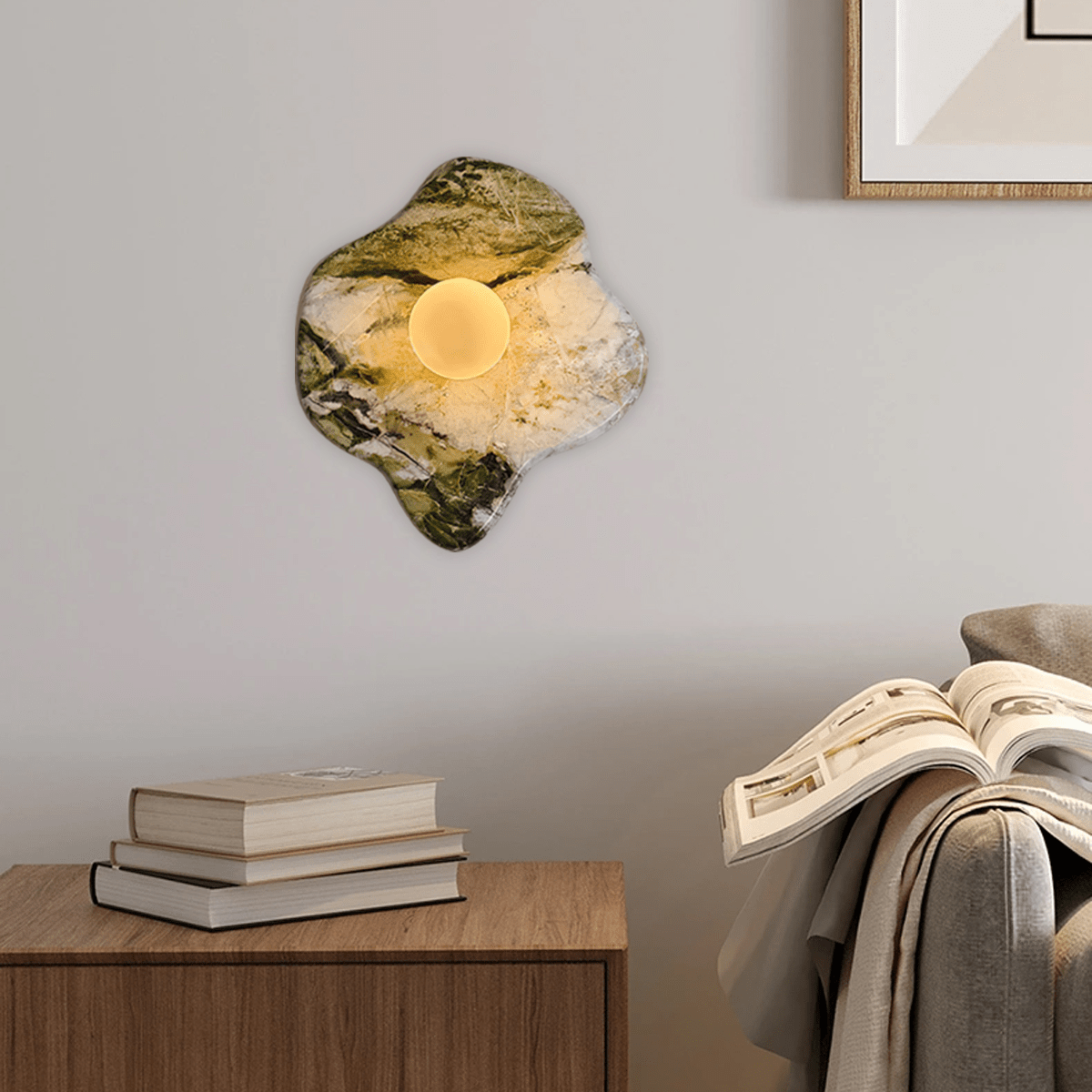 Celivaine wandlamp met groene marmeren glas