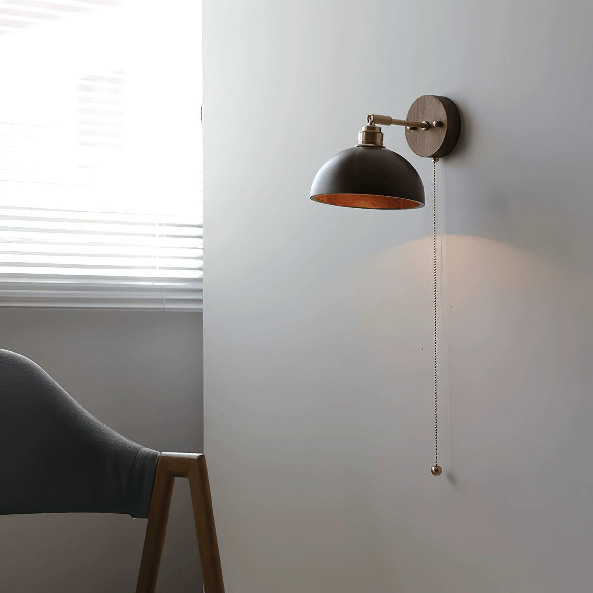 Arsole Traditionele Elegante wandlamp met Trekkoord in messing