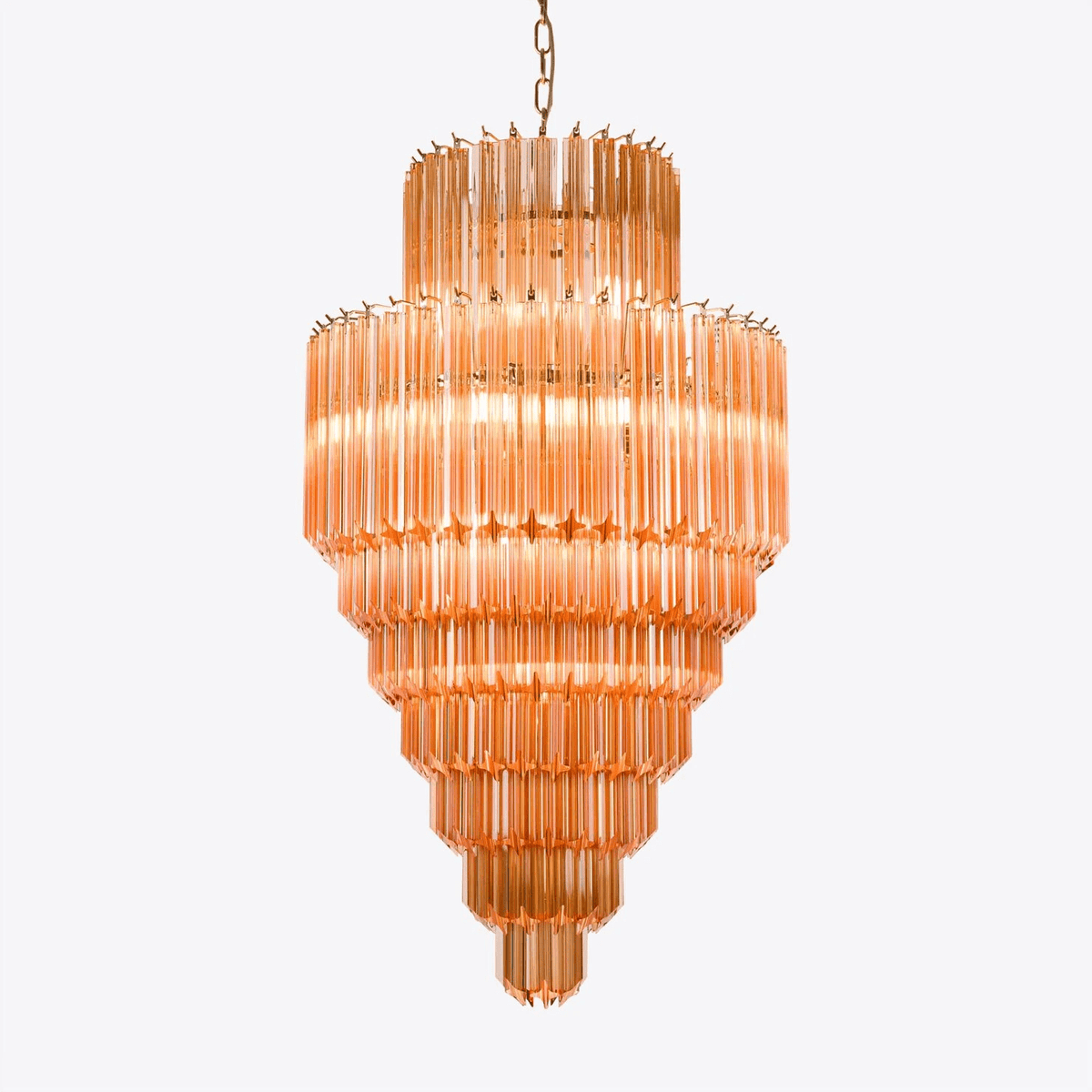 Liororelle Kroonluchter van glas Amber Diamantglas Gelaagd Retro