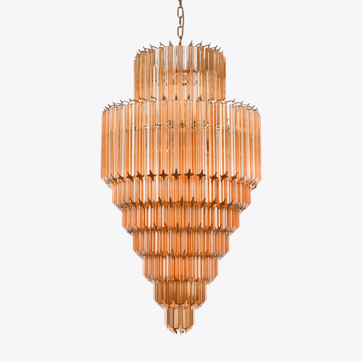 Liororelle Kroonluchter van glas Amber Diamantglas Gelaagd Retro