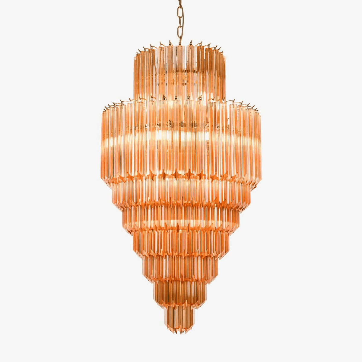 Liororelle Kroonluchter van glas Amber Diamantglas Gelaagd Retro