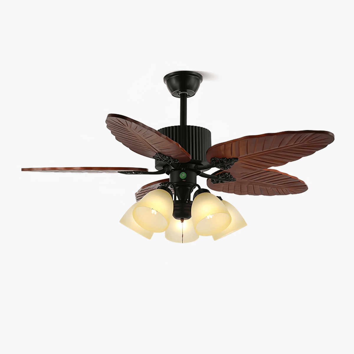 Syleelle Tropisch Hout glas Plafondventilator met Verlichting