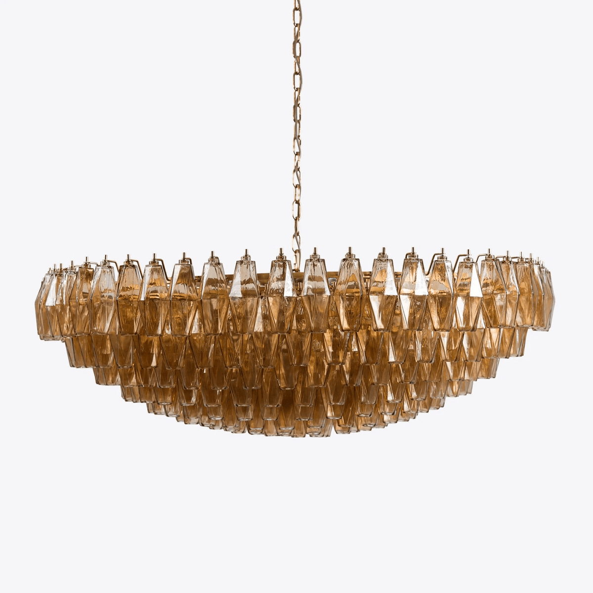 Celinora kroonluchter met gelaagde amber glas in vintage stijl