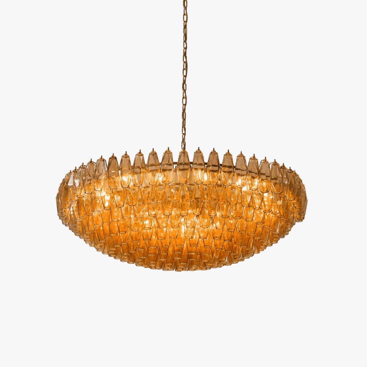 Celinora kroonluchter met gelaagde amber glas in vintage stijl