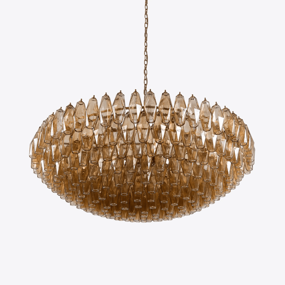 Celinora kroonluchter met gelaagde amber glas in vintage stijl
