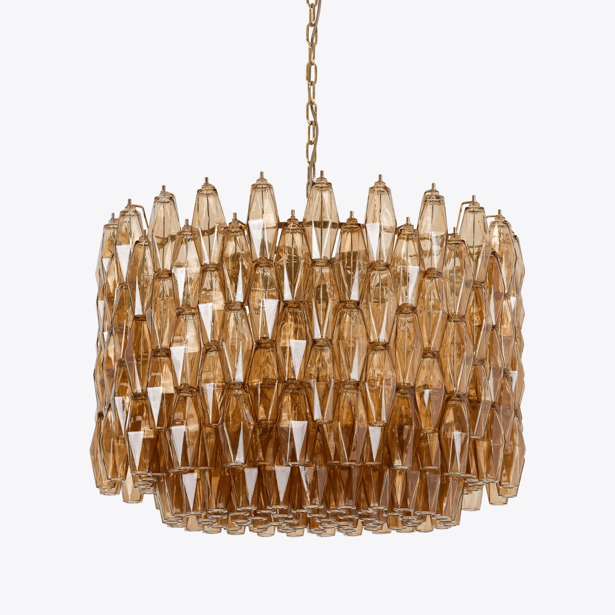 Celenella Kroonluchter van glas Cilinder Amberglas Elegante Goudkleurige Afwerking